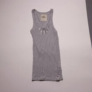 2000s hollister gray socal stretch ribbed sequin tank top jeweled women's small